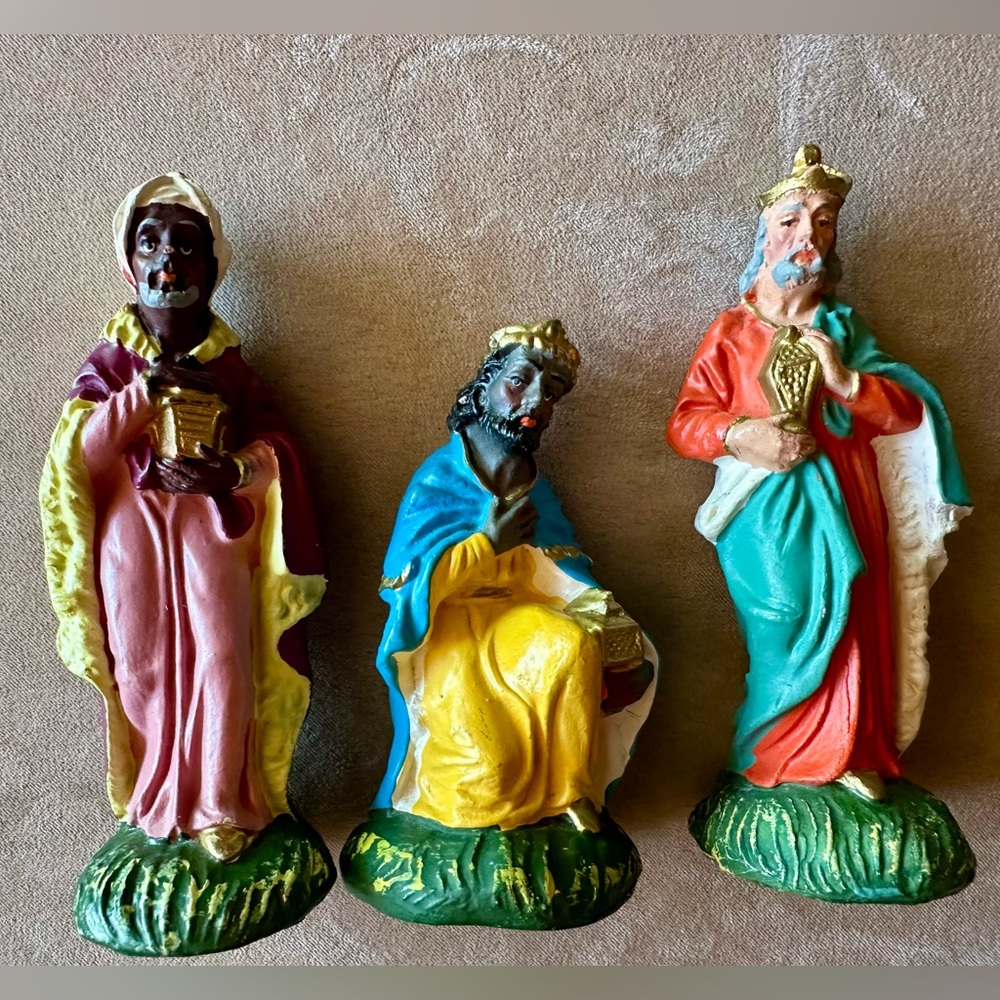 🍀3 Wisemen Nativity Vintage Made in Italy Replacement Pieces Mache or plaster.